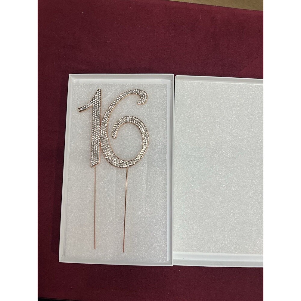 cake topper sweet 16 Gold Color With Shining Bedazzled numbers 9 1/2”
